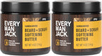 Every Man Jack Beard & Scruff Softening Butter- Subtle Sandalwood Fragrance - Hydrates & Styles Dry, Unruly Beards While Relieving Itch - Made with Shea Butter & Coconut Oil - 4-ounce (2 Pack)