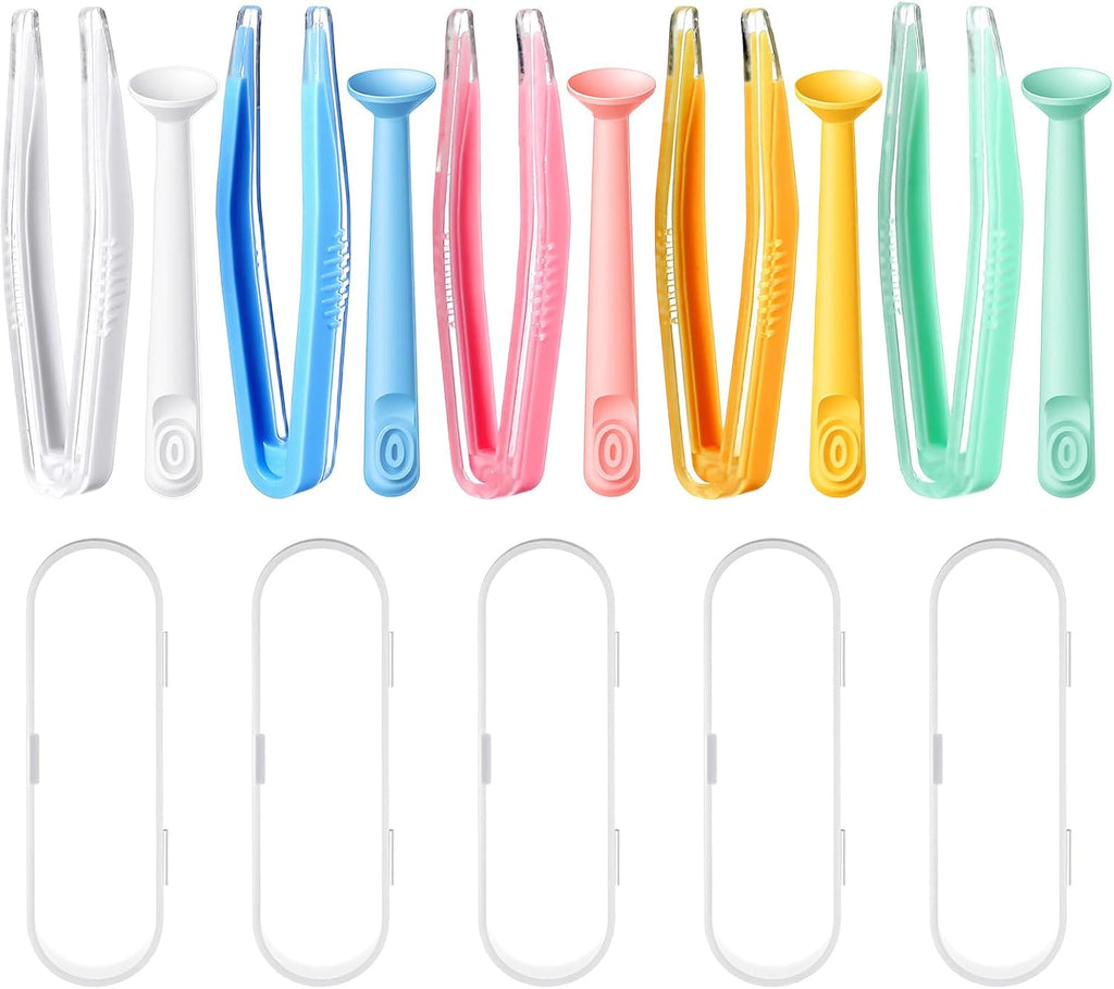 10Pcs Contact Lens Remover, Portable Contact Lenses Applicator Tool, Contacts Remover Tool with Contacts Tweezers Suction Stick Storage Case (5 Colors)