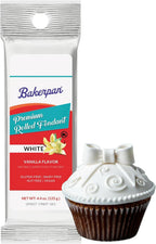 Bakerpan Premium Rolled White Fondant for Cake Decorating, Vanilla Flavor - 4.4 Ounces (Made in USA)