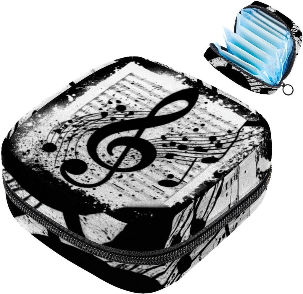 Sanitary Napkin Storage Bag, Music Note Menstrual Pad Nursing Pad Holder Pouch, First Period Kit Tampons Collect Bags for Teen Girls Women Ladies