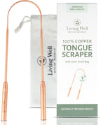 Living Well with Dr. Michelle Copper Tongue Scraper - Premium Metal Tongue Cleaner for Adults & Kids - Eliminate Bad Breath & Enhance Oral Hygiene - Includes Travel Bag