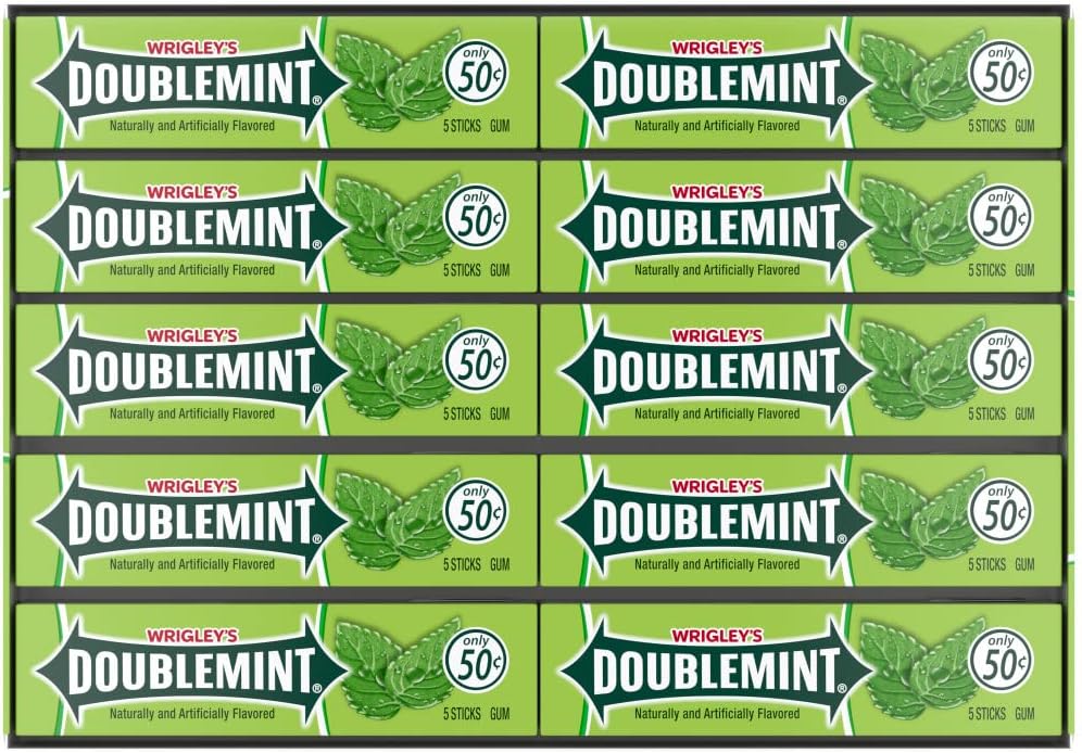 DOUBLEMINT WRIGLEY'S DOUBLEMINT Chewing Gum Bulk Pack, 5 Stick (Pack of 40)