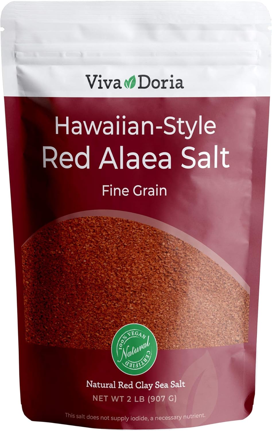 Viva Doria Hawaiian Red Alaea Sea Salt, Fine Grain, 2 lb (907 g)