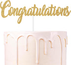 Gold Glitter Congratulations Cake Topper, Congrats 2025/Class of 2025, 2025 Graduation Party Decorations Supplies