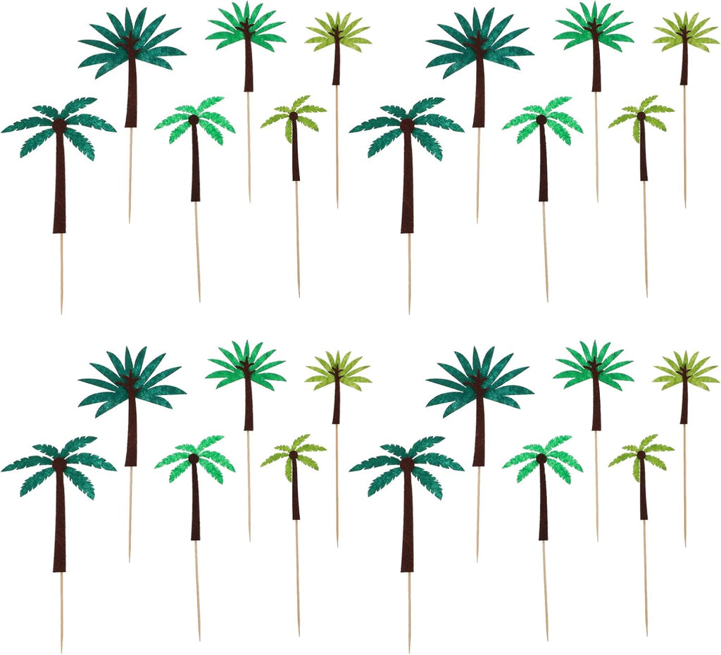 24pcs Coconut Cake Picks Tropical Party Artificial Palm Tree Decor Hawaiian Cupcake Picks Botanical Decor Palm Tree Cake Decor Tree Cake Decorations Luau Dessert Table Accessories
