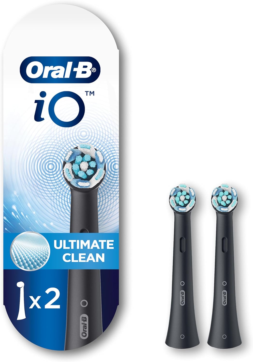 Oral-B iO Series Ultimate Clean Electric Toothbrush Replacement Brush Heads for an Oral-B Electric Toothbrush, 2 Count, Black