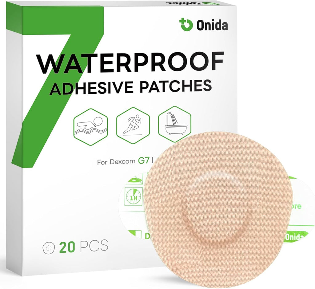 Onida Dexcom G7 Adhesive Patches 20PCS,Waterproof Over Patches for G7 & Stelo Flexible CGM Tape,Pre-Cut Adhesive Medical Tape, Continuous Glucose Monitor Sensor Cover