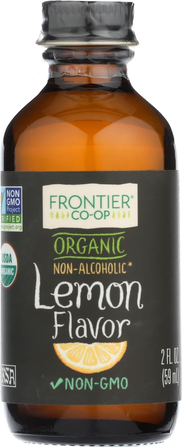 Frontier Co-op Organic Lemon Flavor, 2 Ounce Glass Jar, Tart Citrus Flavor for Desserts, Smoothies, Tea, and More