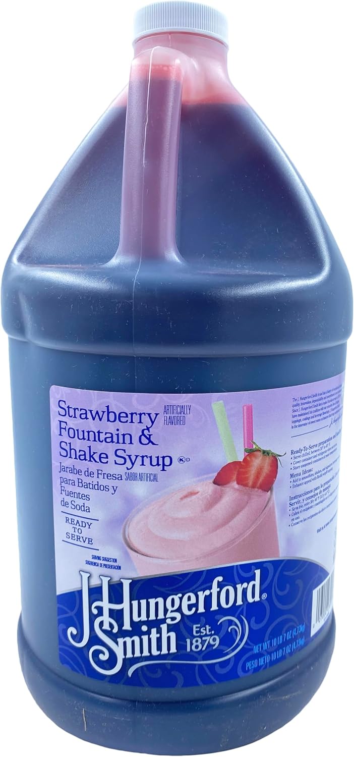 J Hungerford Smith Strawberry Fountain & Shake Syrup | Kosher | Ready To Serve | Made In America | 10.43 lb