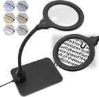 15X 30X Rechargeable Magnifying Glass with Light and Stand, 3600mAh 4.9 Inch LED Magnifier, 6 Color Modes, Flexible Gooseneck Desk Lamp for Jewelry, Reading, Hobbies & Close Work