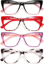 EYEURL 4-Pack Cat Eye Reading Glasses for Women Blue Light Glasses Stylish Computer Readers for Women