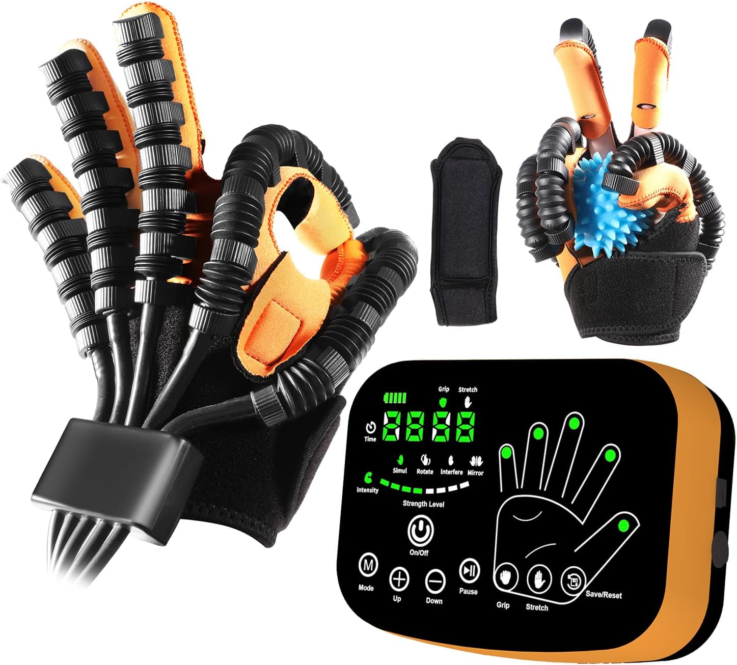 7th-Gen Rehabilitation Robot Gloves – Automatic Finger Training Glove for Paralysis & Hemiplegia, Mirror Training & Multi-Mode Home Stroke Therapy Equipment (LH, L)