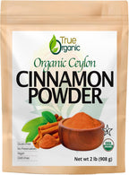 True Organic Ceylon Cinnamon Powder |2 lb, Premium Grade | Gluten Free, USDA & Kosher Certified, Organic Cinnamon powder | Ground cinnamon | Non-GMO, Ceylon Premium Quality.