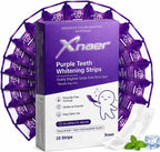 Purple Teeth Whitening Strips for Sensitive Teeth, 30-Minute Teeth Whitening Strips to Help Remove Coffee & Tea Stains, Mint Whitening Strips Freshen Breath, Enamel Safe, Non-Slip, 28 Strips