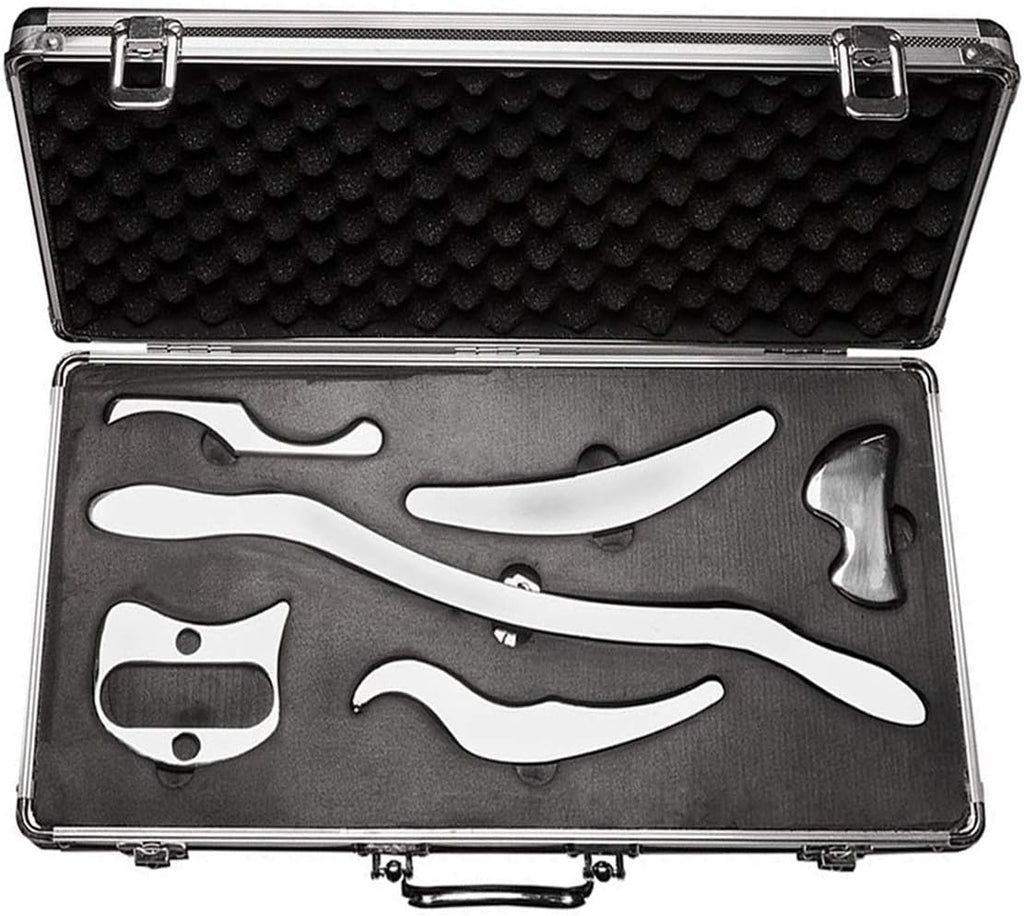 Stainless Steel Gua Sha Scraping Massage Tool Set IASTM Tools Great Soft Tissue Mobilization Tool (6 Set)