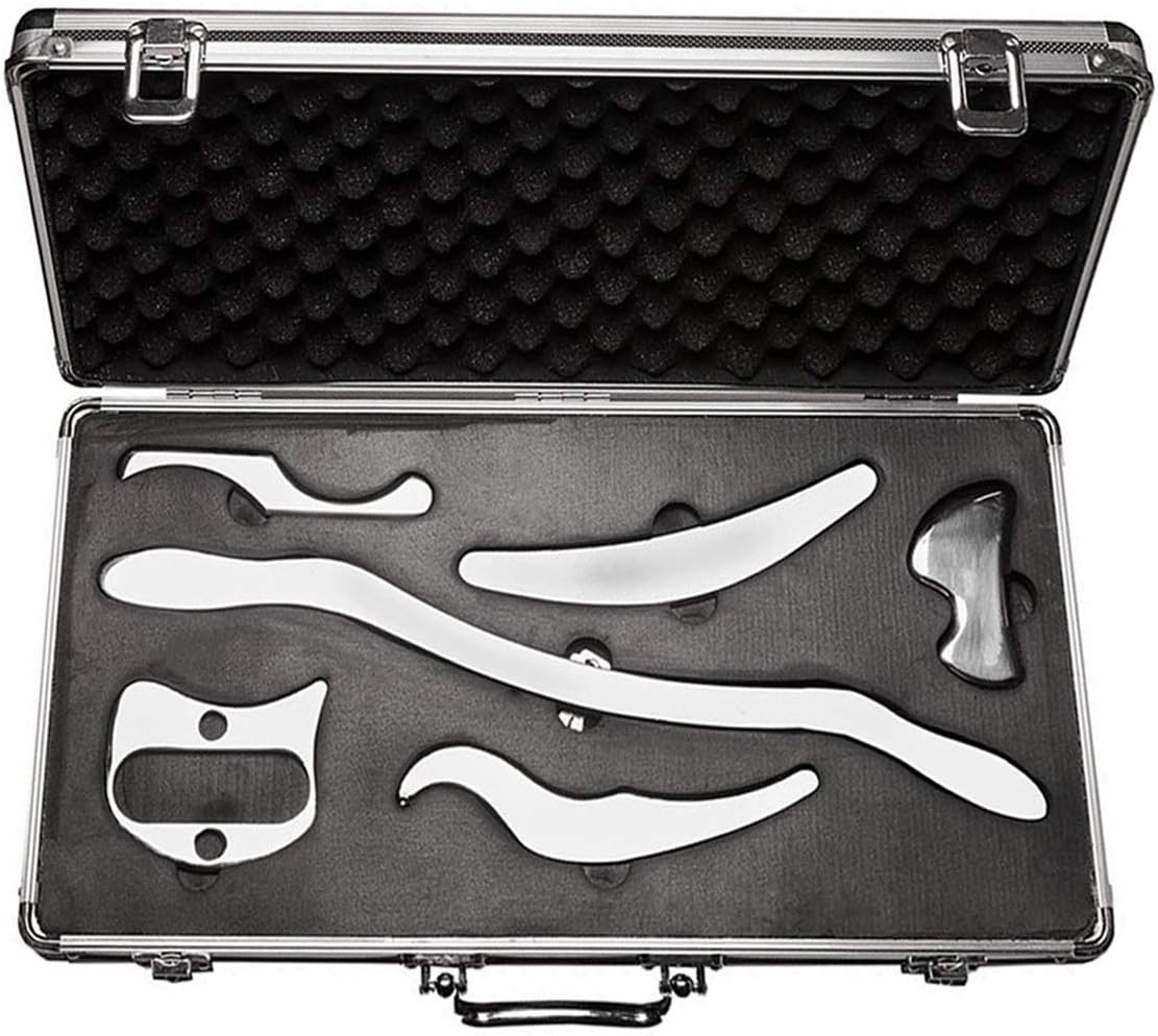 Stainless Steel Gua Sha Scraping Massage Tool Set IASTM Tools Great Soft Tissue Mobilization Tool (6 Set)