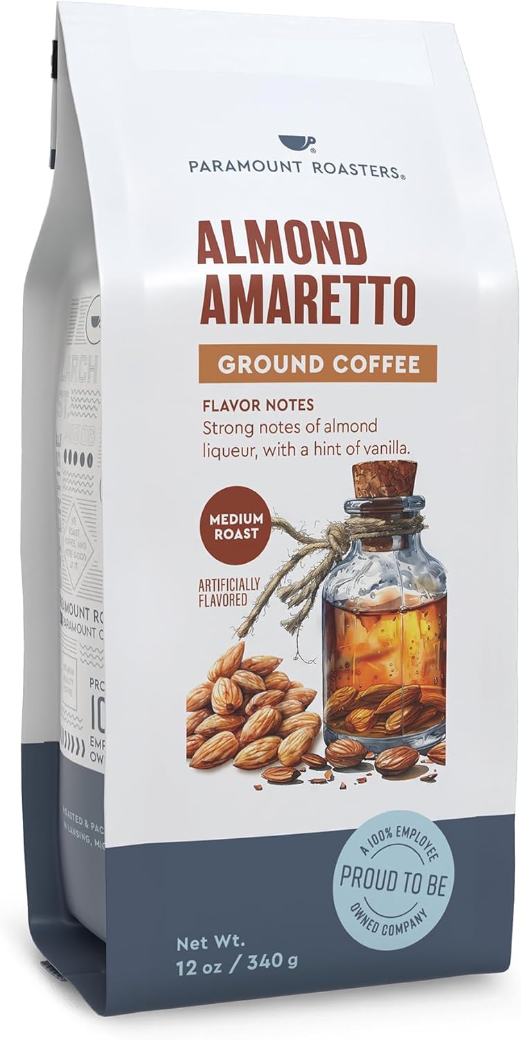 Almond Amaretto Flavored Ground Coffee, 1-12oz Medium Roast