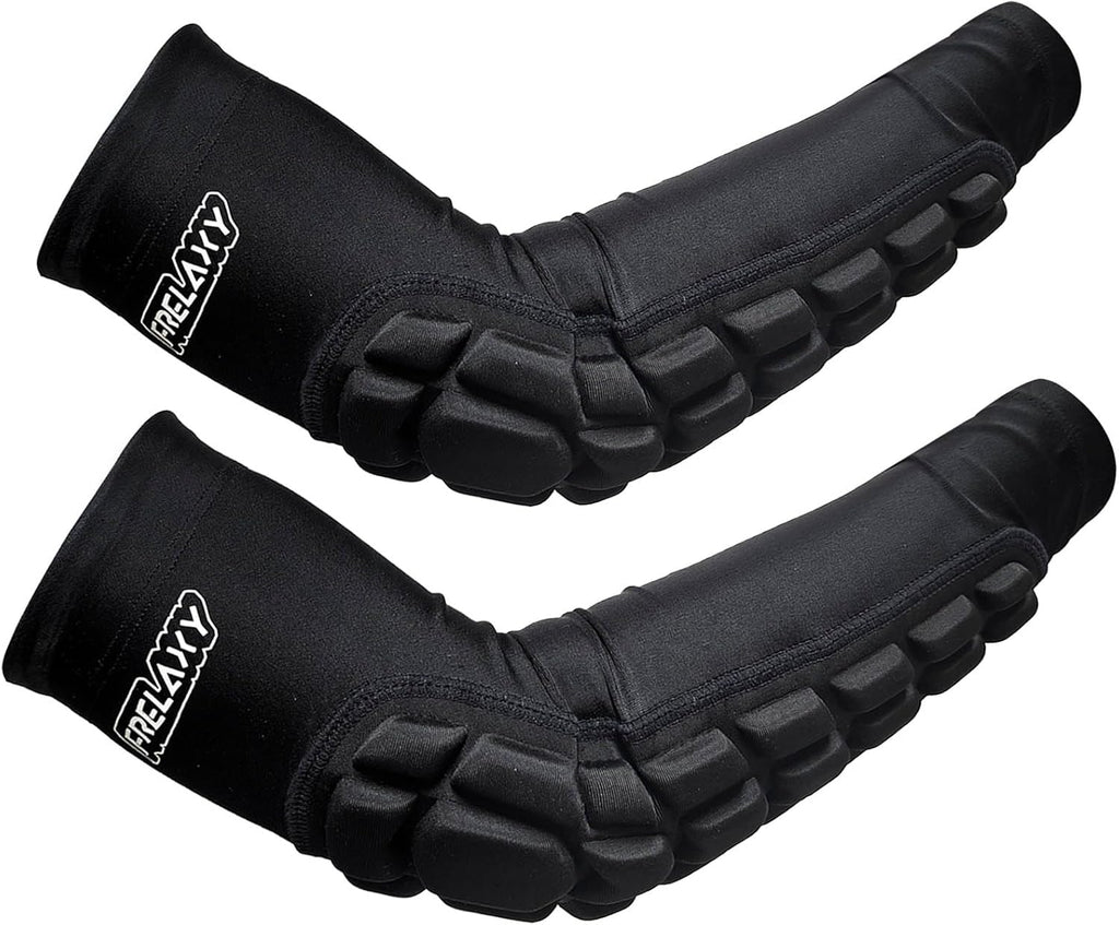 Frelaxy Padded Elbow Forearm Sleeves 2 Pack Compression Crashproof Arm Pads for Football Basketball Volleyball Soccer