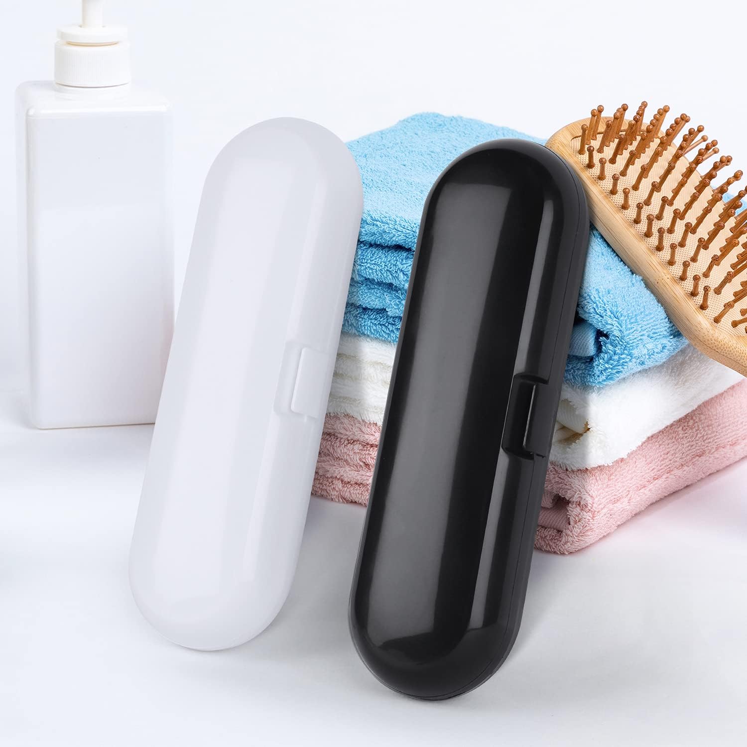 2 Pack Electric Toothbrush Travel Case for Oral-B Pro and Other Electric Toothbrush, Portable Travel Toothbrush Holder (Black & White)