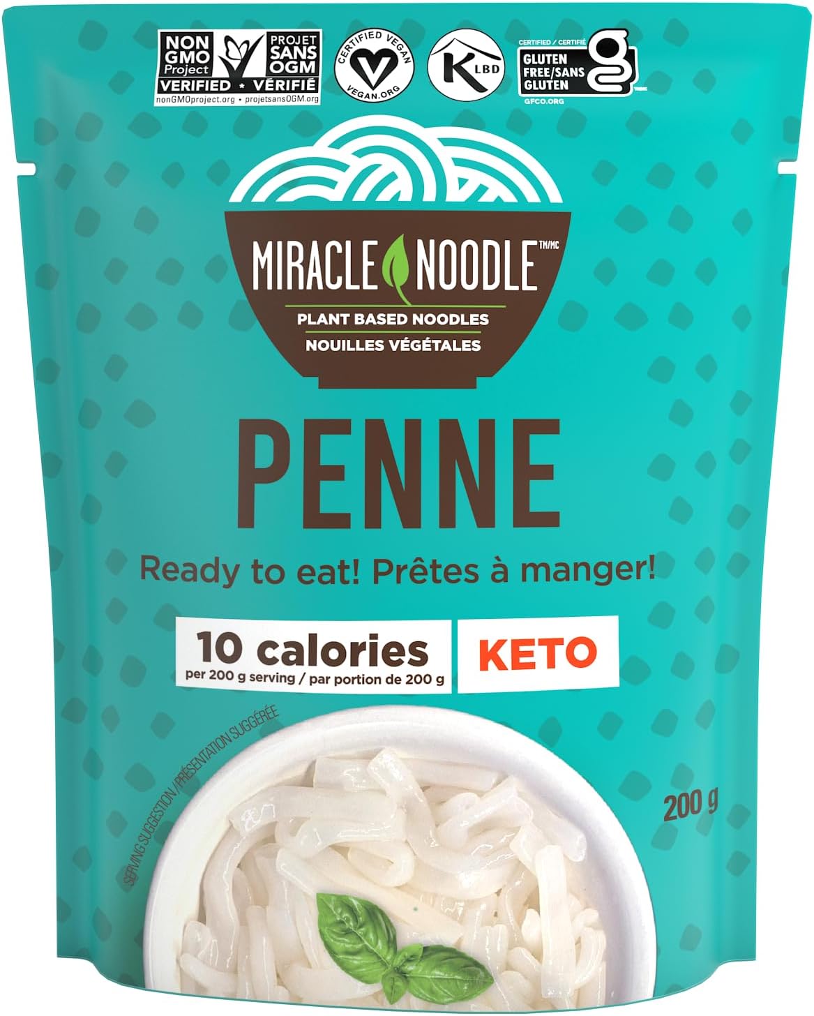 Miracle Noodle Ready to Eat Penne Pasta, 7 Oz (Pack of 6), Plant Based Shirataki Konjac Noodles, 5 Calories, 1g Net Carbs Per Serving, Keto, Gluten-Free