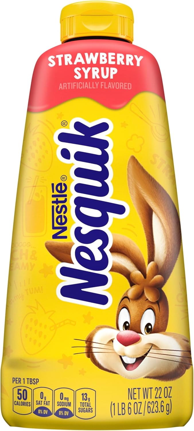 Nesquik Strawberry Flavored Syrup, Strawberry Syrup For Milk Or Ice Cream 22 oz