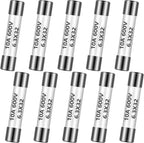 Kingdder 10 Pieces Ff10a 600v Multimeter Fuses Dc Dmm Fast Blow Action 10 Amp Ceramic Fuses Brass Made for Dc Dmms 6.3 x 32 mm