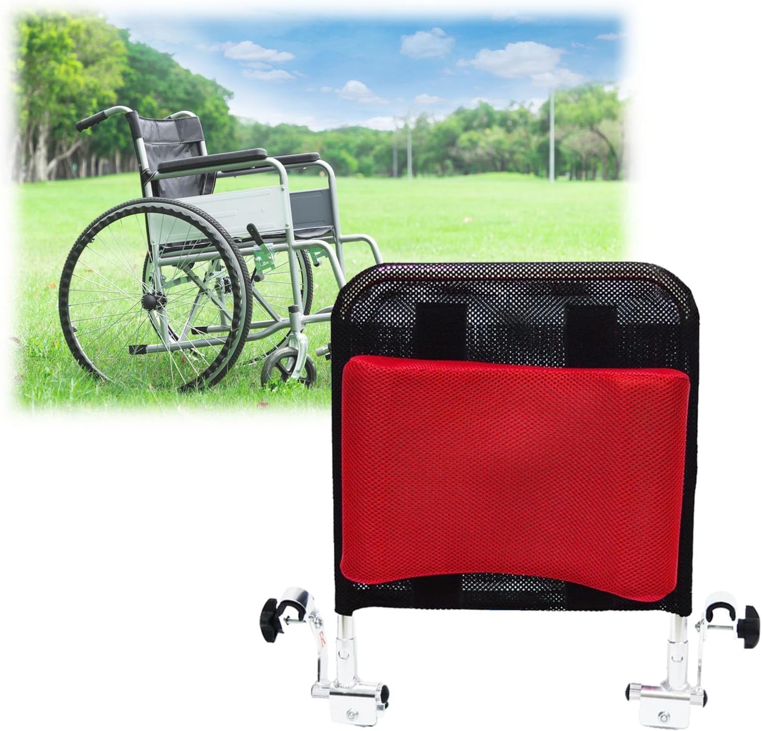 Straight Positioning Pillow Accessories,Portable Adjustable Wheelchair Headrest,Wheelchair Accessories Breathable Neck Support,Red