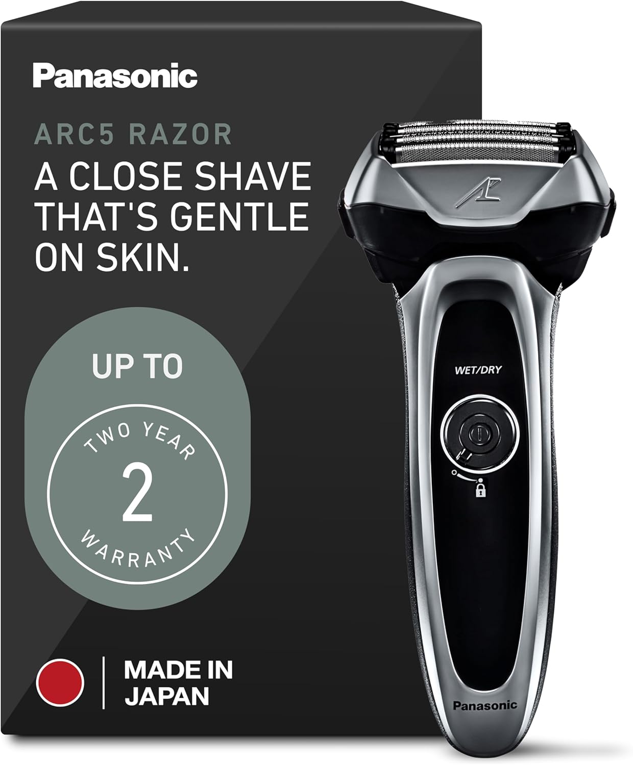 Panasonic ARC5 Electric Razor for Men with Pop-Up Trimmer, Wet/Dry 5-Blade Electric Shaver with Intelligent Shave Sensor and Multi-Flex Pivoting Head – ES-LV65-S (Silver)