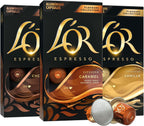 L'OR Espresso Capsules, 30 Count Variety Pack Vanilla/Chocolate/Caramel, Single-Serve Aluminum Coffee Capsules Compatible with the L'OR BARISTA System & *Nespresso Original Machines