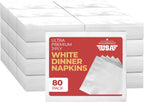 80 Premium 3-Ply White Dinner Napkins Disposable for Party Wedding Reception, Paper Decorative Linen Like Vanity Fair Napkins for Everyday Bulk - 15” X 17” Size Soft Thick Absorbent Napkin