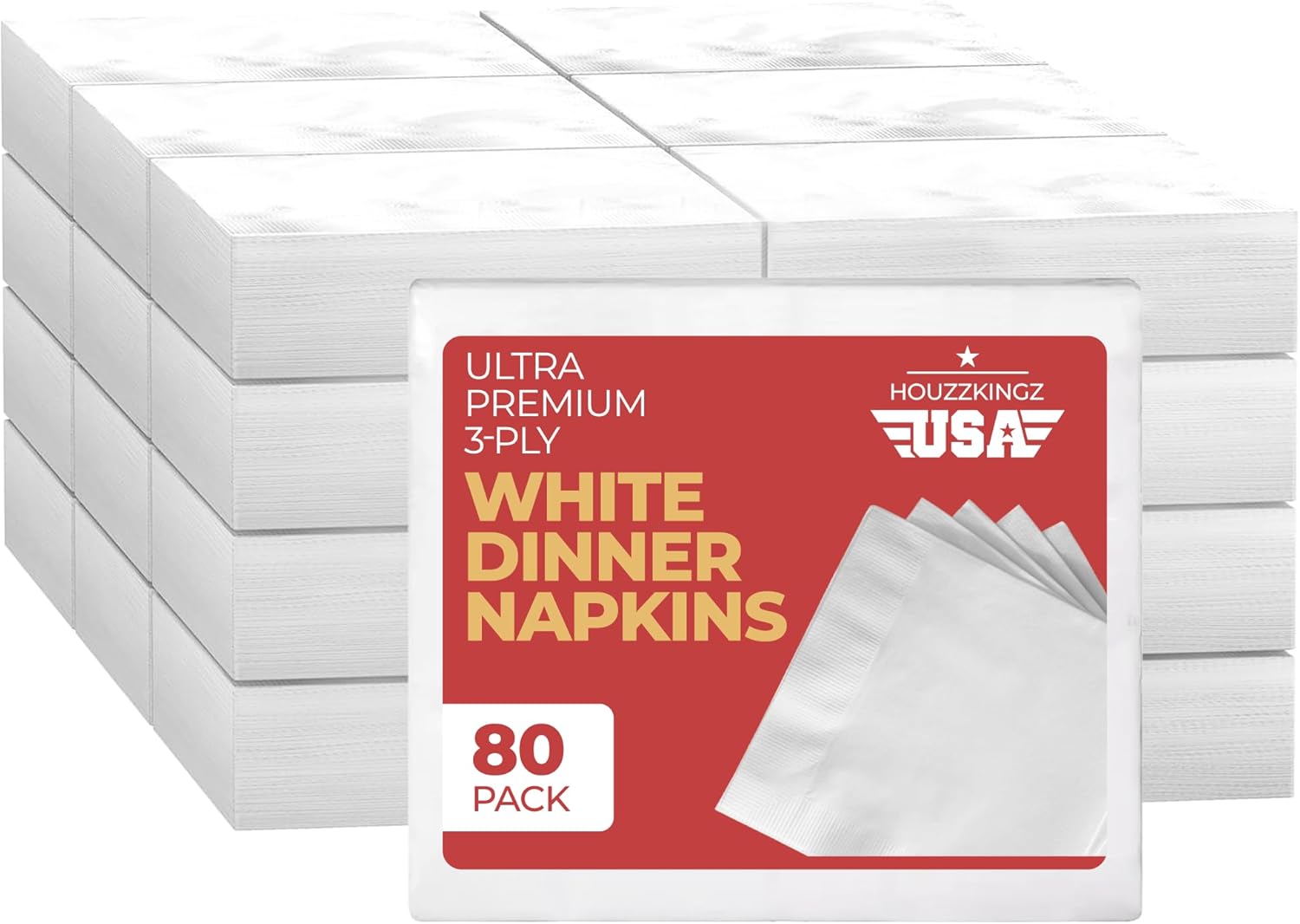80 Premium 3-Ply White Dinner Napkins Disposable for Party Wedding Reception, Paper Decorative Linen Like Vanity Fair Napkins for Everyday Bulk - 15” X 17” Size Soft Thick Absorbent Napkin