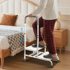 Adjustable 2-Step Stool with Handle – Non-Slip Bathroom & Bedside Stool for Elderly, 5-Level Rail, 300lb Capacity, Safe Assist Stool for Seniors with Mobility Impairments