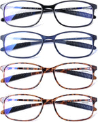 DOOViC Reading Glasses 4 Pack Blue Light Blocking TR90 Flexible Lightweight Computer Readers for Men Women