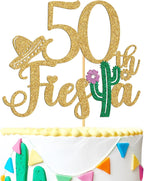 Tivurcia 50th Fiesta Cake Topper, Cheers to 50 Years/Taco Bout 50 Cake Decor,Tropical Hawaiian Mexican Summer Themed Happy 50th Birthday/Anniversay Party Decoration Supplies