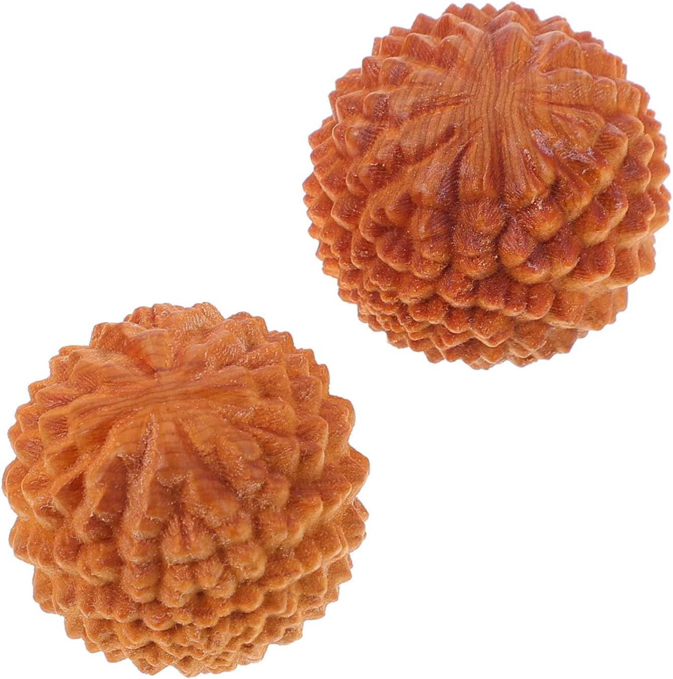 Durian-Shaped Wooden Hand Massage Balls Set of 2 Compact Fitness Hand Therapy Balls Rolling Massager for Muscle Relaxation Stress Relief and Home Decoration 1.57 Inch
