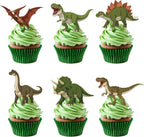 48pcs Dinosaur Cupcake Toppers, Roaring Dino Cupcake Picks Cake Decorations for Kids Boys Dinosaur Theme Birthday Party Decorations Party Favors Baby Shower