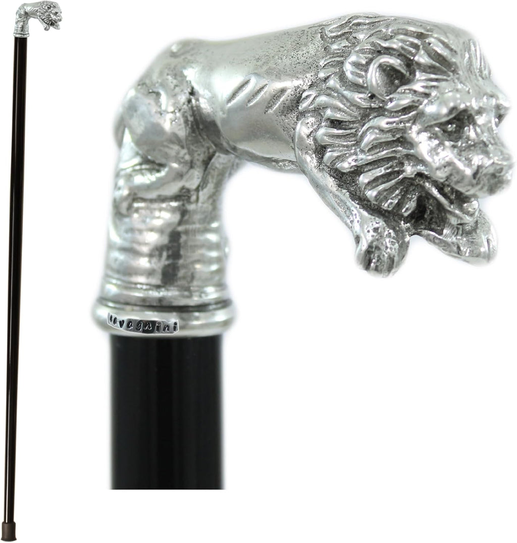 Premium Robust Walking Cane for Men & Women - Cavagnini Handmade Elegant Stick, Wood & Solid Pewter Handle, Luxury, Made in Italy, Durable