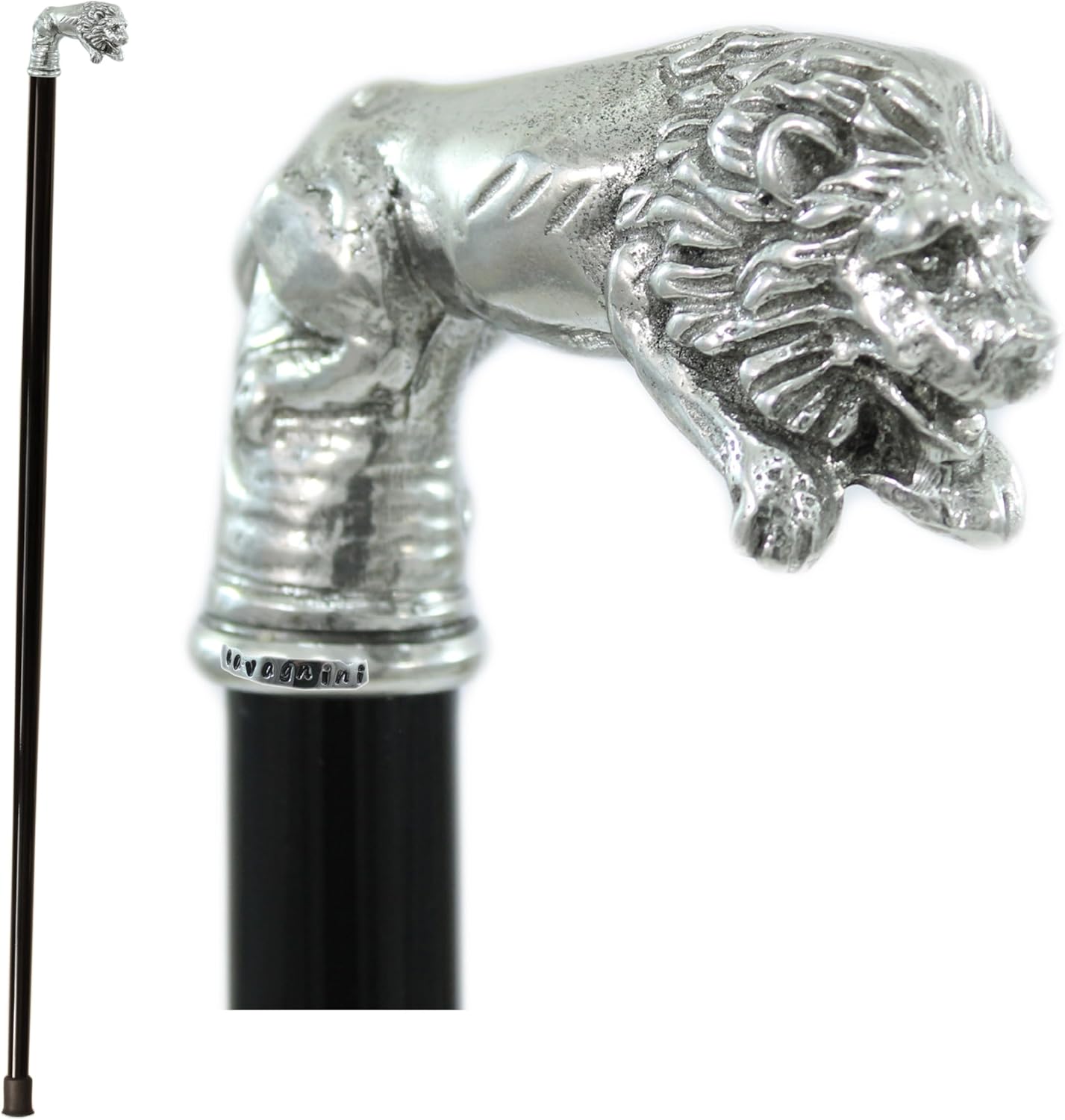 Premium Robust Walking Cane for Men & Women - Cavagnini Handmade Elegant Stick, Wood & Solid Pewter Handle, Luxury, Made in Italy, Durable