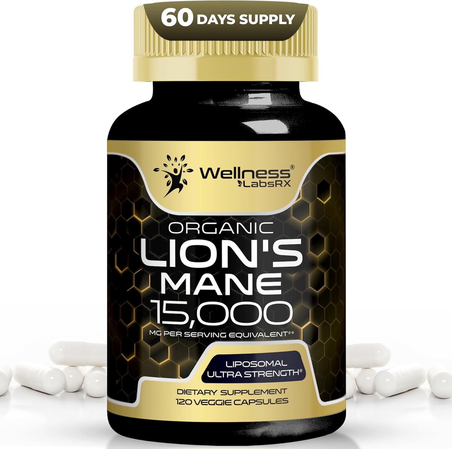 Lions Mane Supplement Capsules - 120 Count - Mushroom Supplement, Brain Supplements for Memory and Focus, Lion's Mane Mushroom Capsules Organic - Cognitive and Immune Support, Focus Supplement