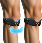 JHVW Silicone Patellar Tendon Support Strap 2-Pack, Knee Brace for Women Men, Adjustable Non-Slip Patella Band Support (Black)