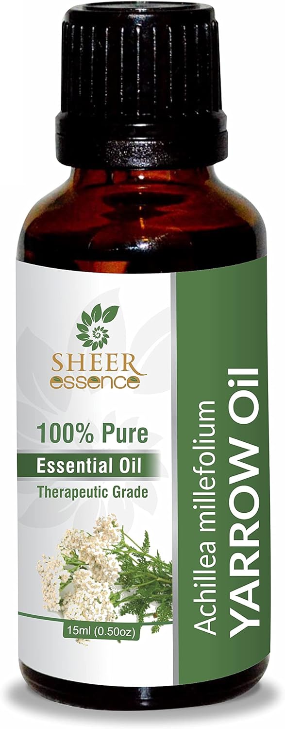 Yarrow Oil -(Achillea Millefolium)- Essential Oil 100% Pure Natural Undiluted Uncut Therapeutic Grade Oil 0.51 Fl.OZ