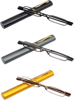 Mini Slim Pen Reading Glasses with Portable Clip Case Small Pocket Readers Men Women