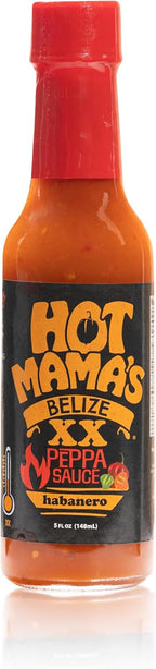 Hot Mama's Belize XX Pepper - Habanero Hot Sauce Medium-High Heat Level, All-Natural, No Preservatives, Non GMO – Gluten-Free, Vegan-Friendly, Fresh Ingredients – Great for Healthy Meals – 5 oz Glass Bottle