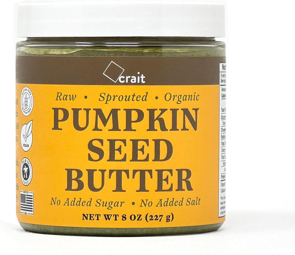 crait Organic Raw Sprouted Pumpkin Seed Butter, Pumpkin Butter Spread, Unsweetened, Unsalted, Single Ingredient, Vegan, Paleo, Keto-Friendly, Palm-Oil Free, Made in the USA (8 Ounce) Seal Issue Fixed