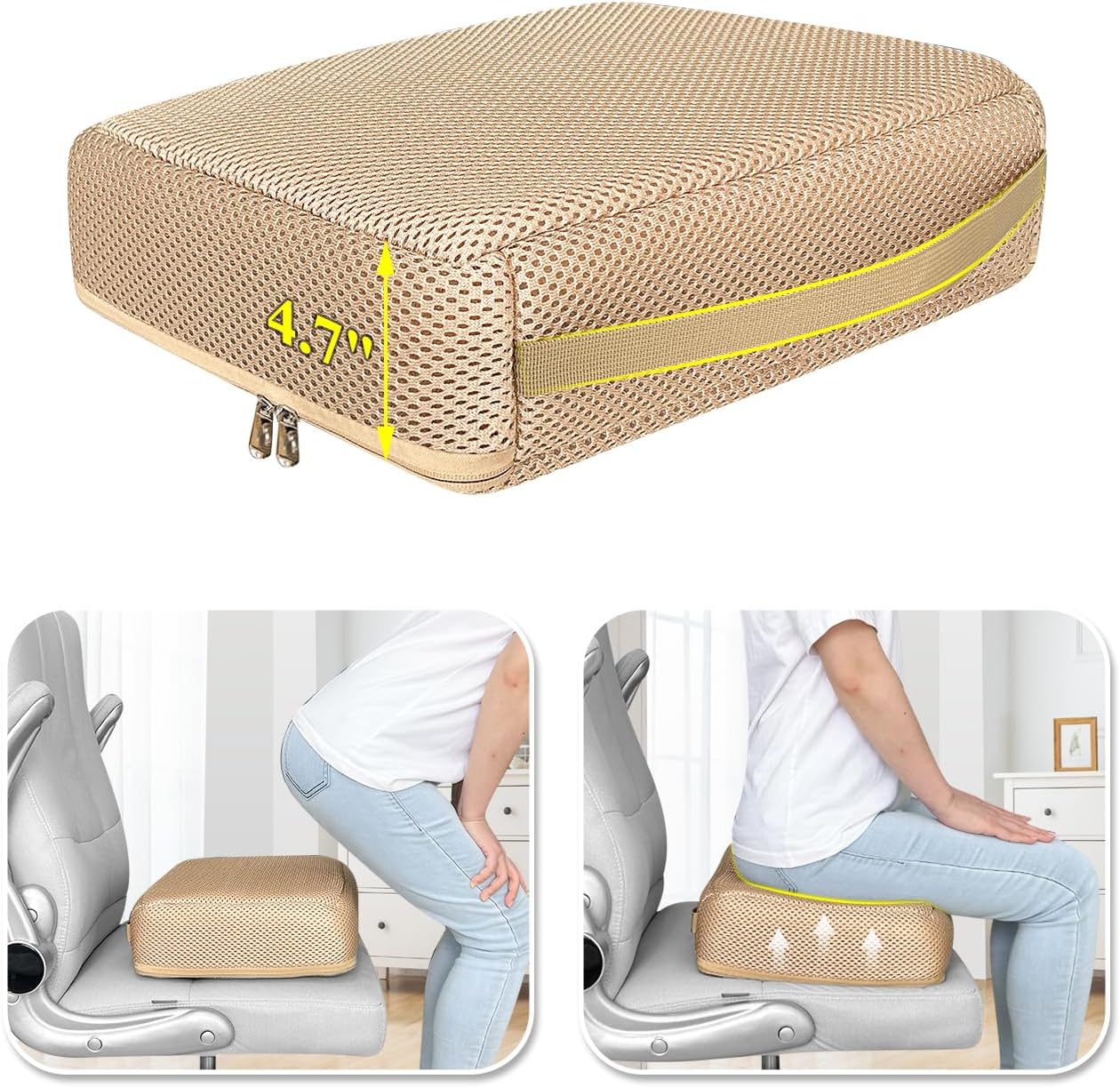 Booster Seat Cushion Extra Thick Chair Foam Cushion for Elderly Adult Booster Seat Elevation Pillow Extra Firm Riser Supportive Lift Chair Cushion Lift Pads for Home, Couch, Patio, Office Seats