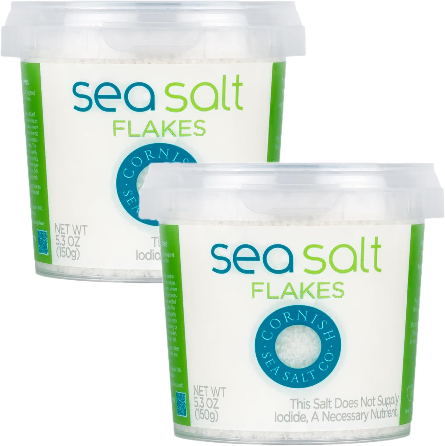 Cornish Sea Salt Mineral Flakes | Cooking & Hydration | Hand-Harvested in Celtic Waters | 5.3 oz Resealable Tub (Pack of 2)