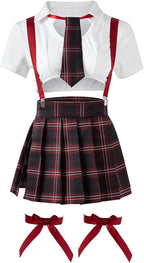 SugarPaper SuPa Lingerie Set for Women SchoolGirl Roleplay Sexy Student Uniform Top and Mini Skirt