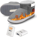 Heated Slippers Women with 2 Pack 5500mAh Power Bank, 3 Heating Level for Foot Warmer