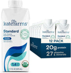 KATE FARMS Organic 1.4 High Calorie Nutrition Shake, Vanilla, 20g Protein, 27 Vitamins and Minerals, Meal Replacement, Protein Shake, 11 oz (12 Pack)