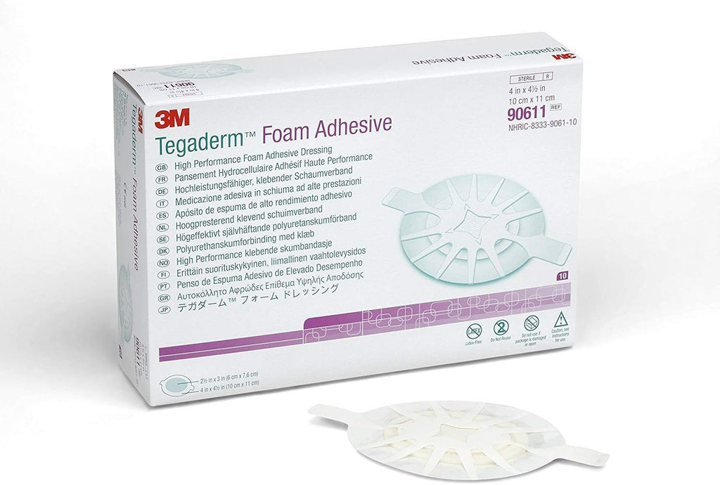 3M 68616 Tegaderm High Performance Adhesive Foam Dressing, 4" x 4.5" Box of 10